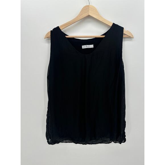 Gigi Moda Womens Black Silk Tank Size Large Made in Italy Lined Casual Minimal - Picture 1 of 6